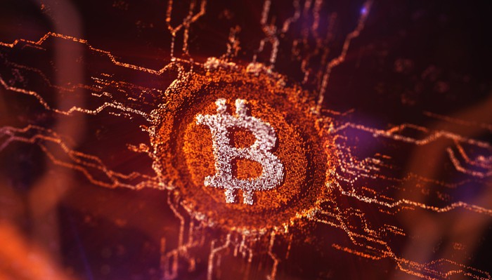 Digital currency with bitcoins.